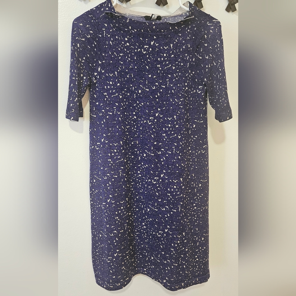 J Crew Collection Wool Short Sleeve Dress Blue-Purple Size XS